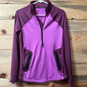 Under Armour Cold Gear Fitted 1/2 Zip Pullover Jacket Medium Mauve Purple